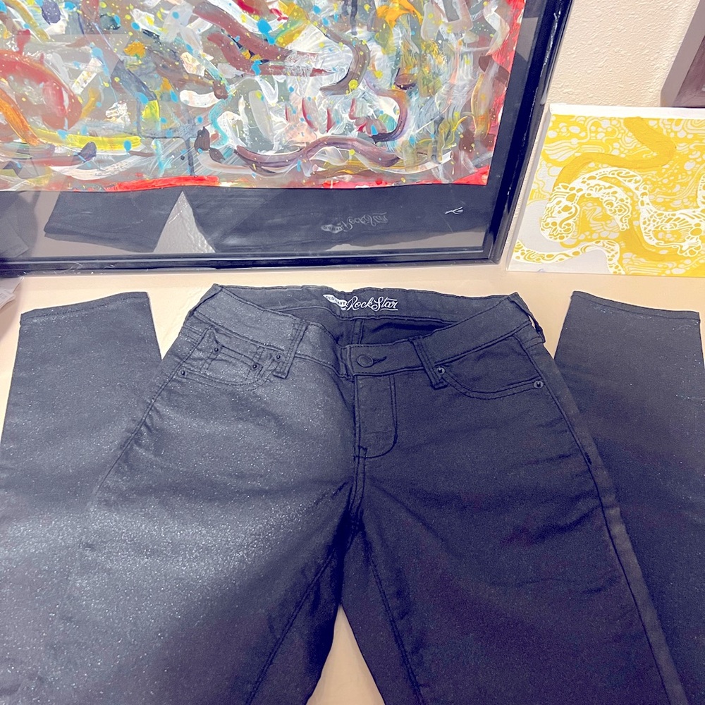 Old Navy Glittery Black Skinny leg Rockstar jeans size 4
